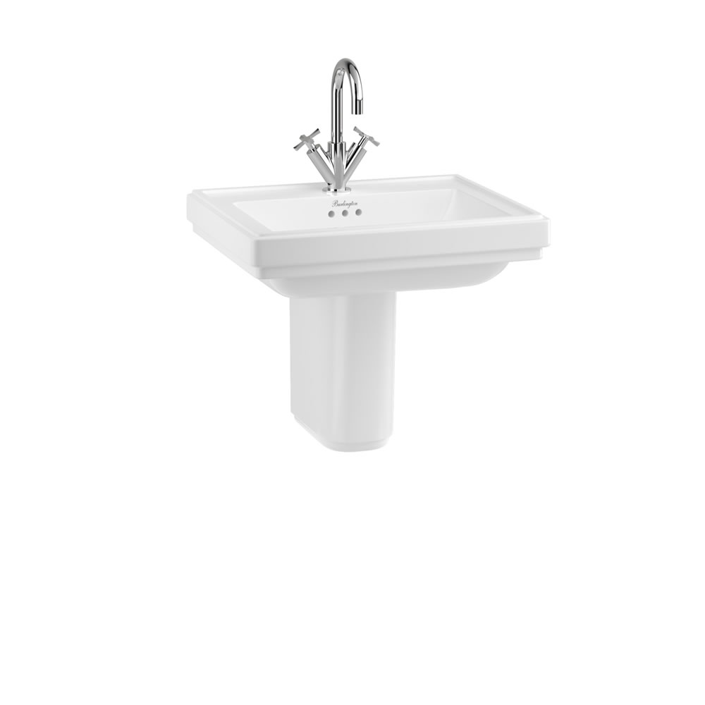 Riviera 58cm Square Basin 1TH & semi pedestal